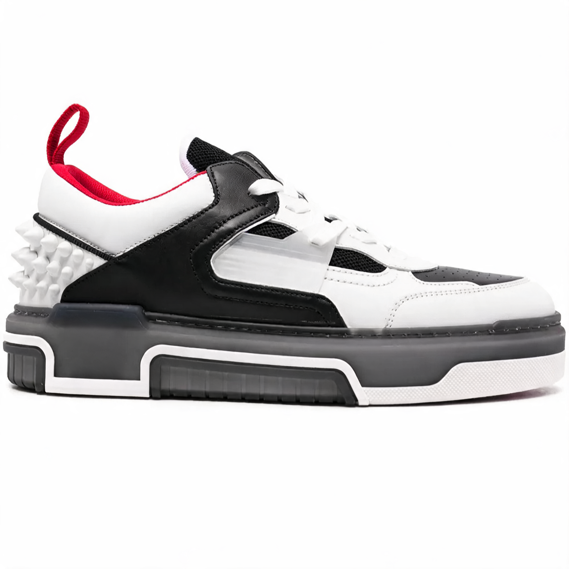 Low-Top Leather Sneaker Black & White