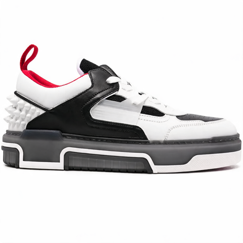 Low-Top Leather Sneaker Black & White