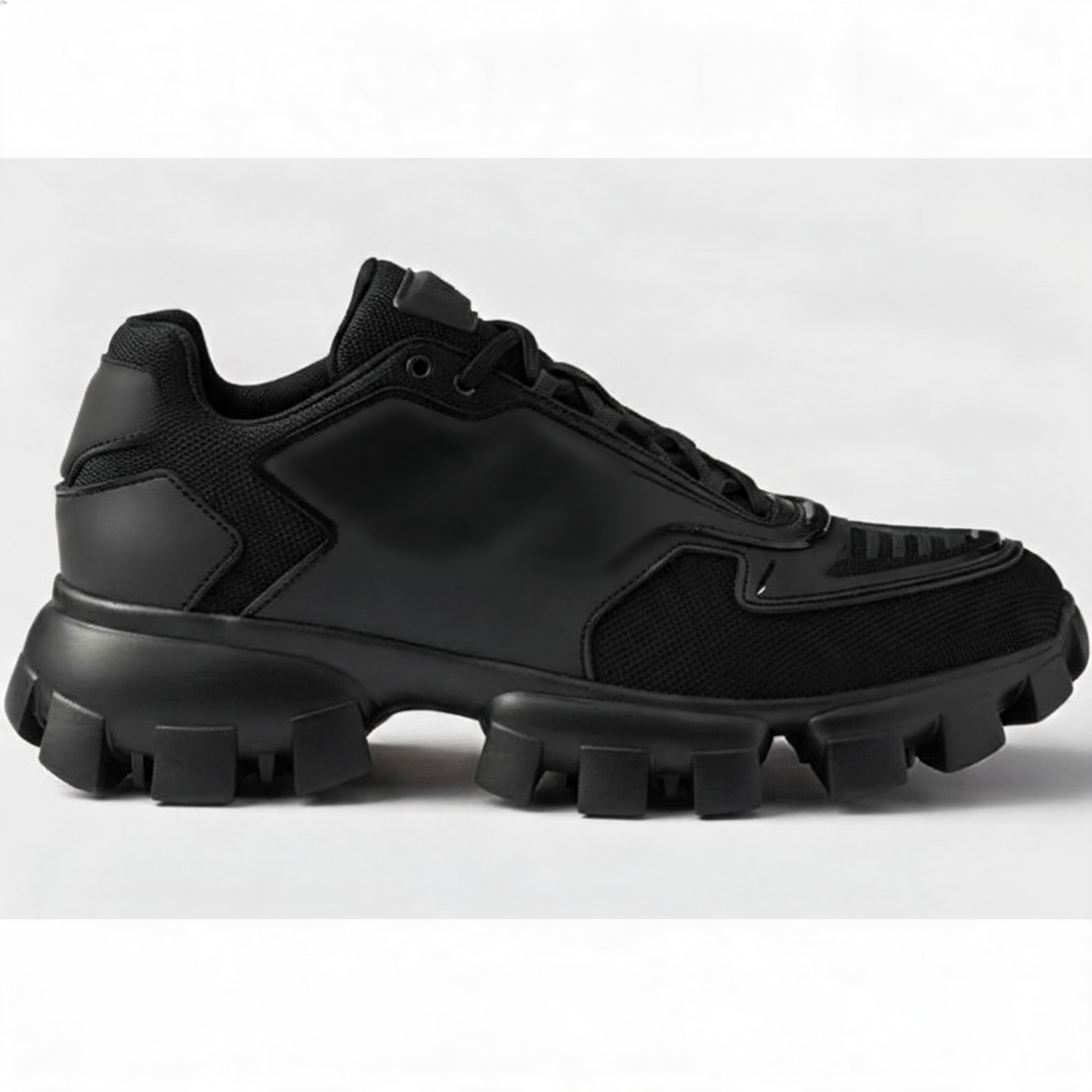 Brushed Leather Chunky Sneaker Triple Black