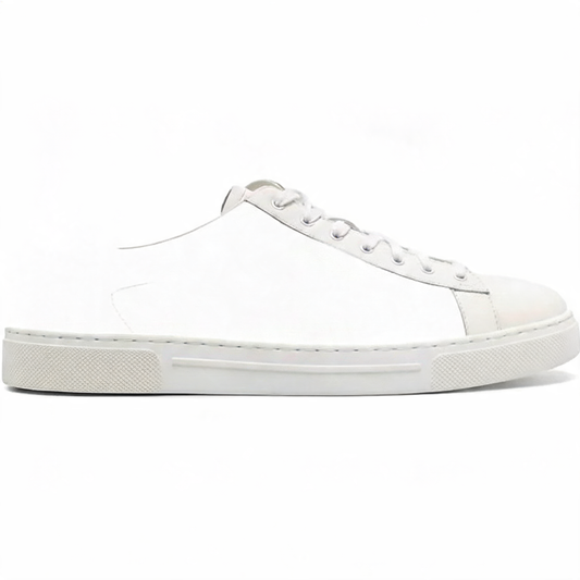 Low-Top Leather Court Sneaker White