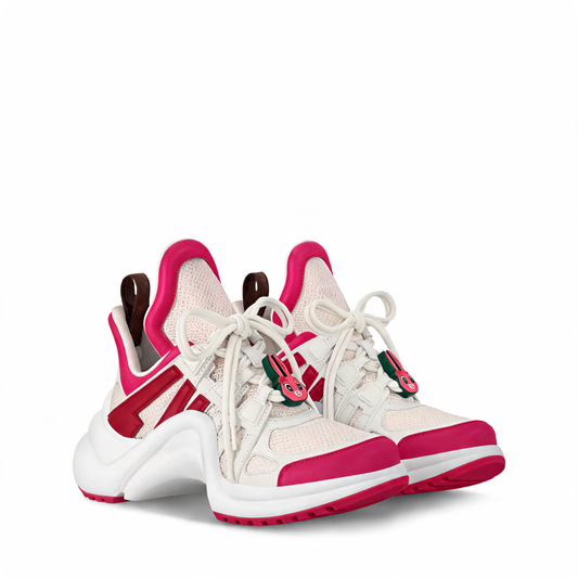 Wavy-Sole Runner Sneaker Pink & White